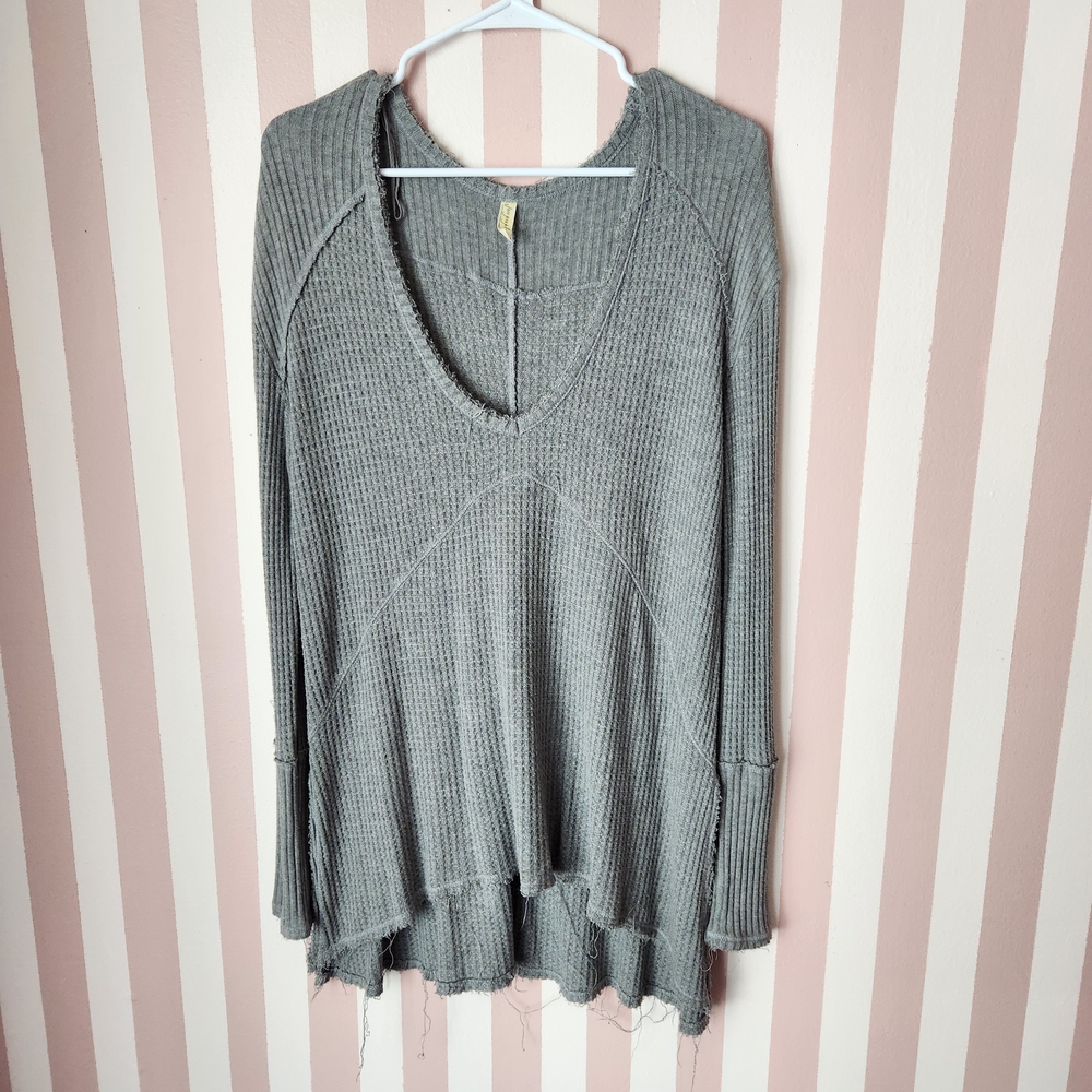 🏷Free People Charcoal Ribbed Tunic